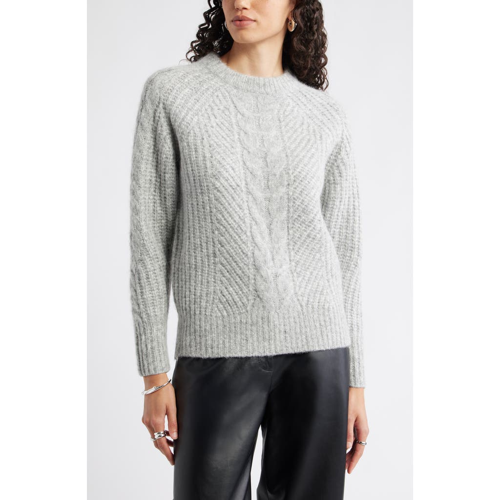 Nordstrom Cable Crewneck Alpaca Blend Sweater In Gray