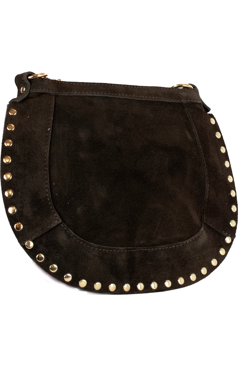 Persaman New York Adele Studded Suede Crossbody Bag, Alternate, color, Brown