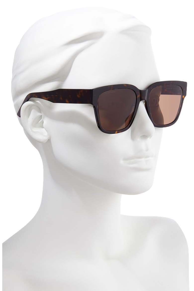 55mm Square Sunglasses, Alternate, color, SHINY DARK HAVANA/ BROWN