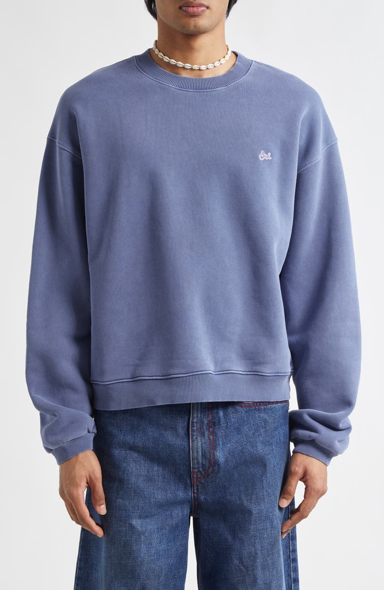 ERL Gender Inclusive Script Embroidery Cotton Sweatshirt, Main, color, 