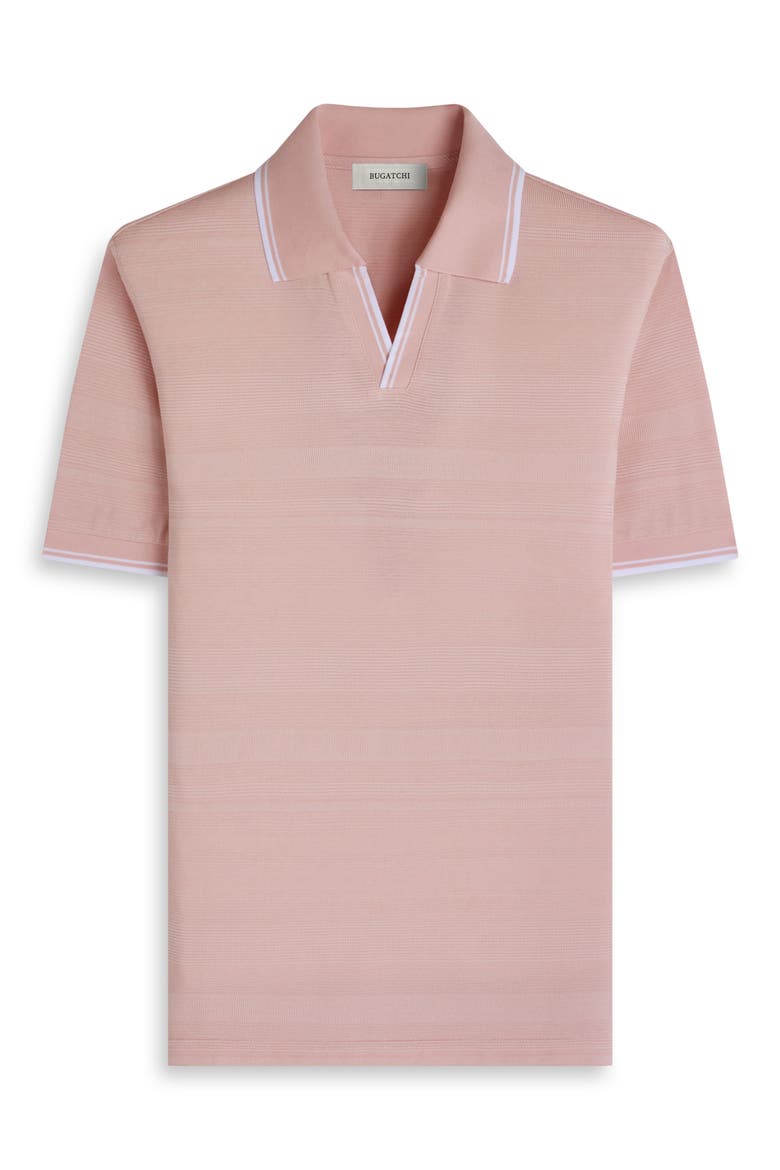 Textured Stripe Johnny Collar Polo, Alternate, color, DUSTY PINK