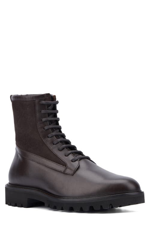 Aquatalia Gitano Genuine Shearling Lined Water Repellent Boot In Dark Brown
