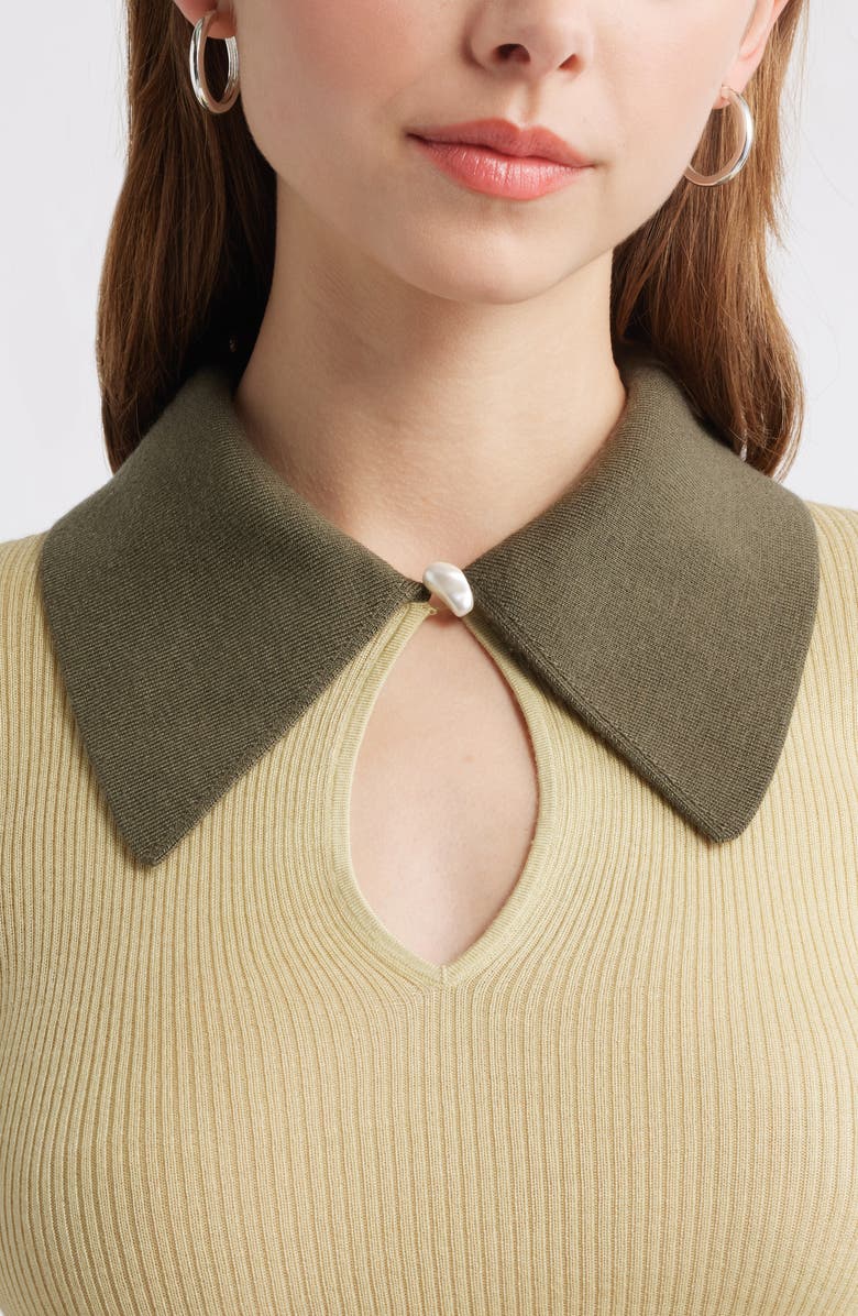 & Other Stories Keyhole Collar Rib Top, Alternate, color, 