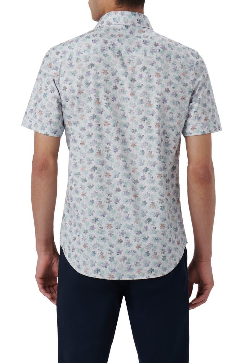 Miles OoohCotton® Floral Short Sleeve Button-Up Shirt, Alternate, color, JADE
