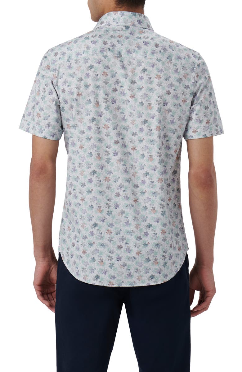 Bugatchi Miles OoohCotton<sup>®</sup> Floral Short Sleeve Button-Up Shirt, Alternate, color,