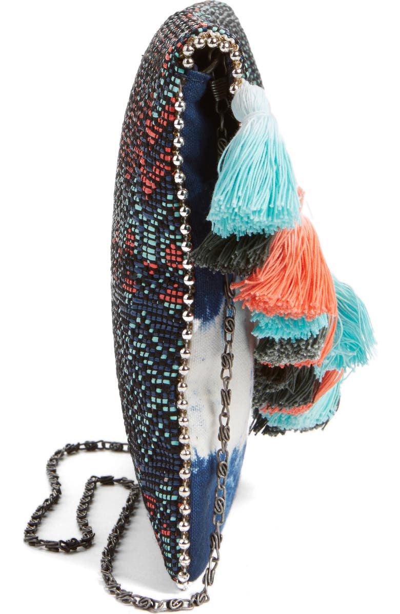 STEVEN by Steve Madden Josa Tassel & Bead Clutch, Alternate, color,