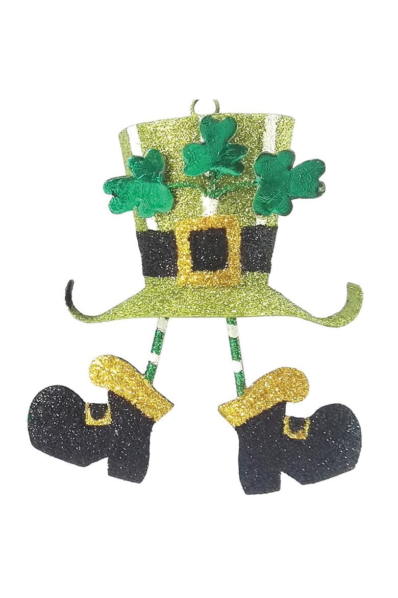 St. Patrick's Day Leprechaun Uniform Set of 3 Tree Ornaments, Alternate, color, Green