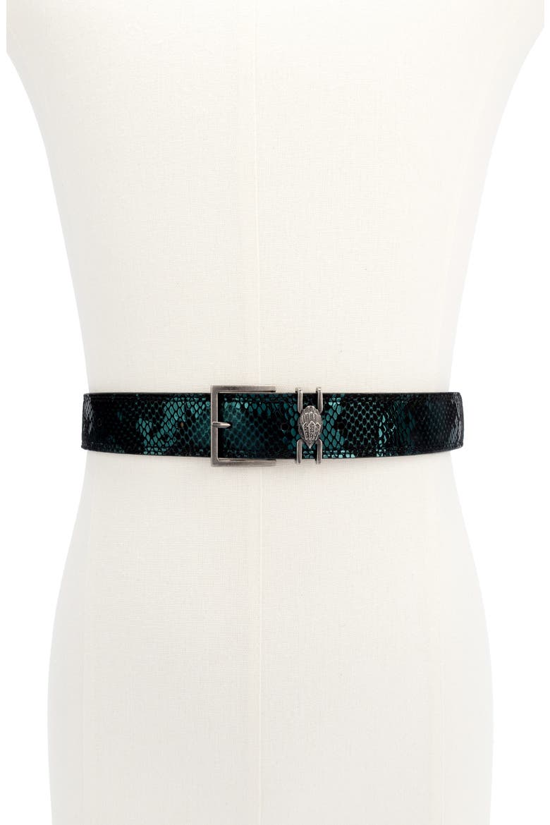 Shoreditch Snakeskin Embossed Leather Belt, Alternate, color, GREEN MULTI