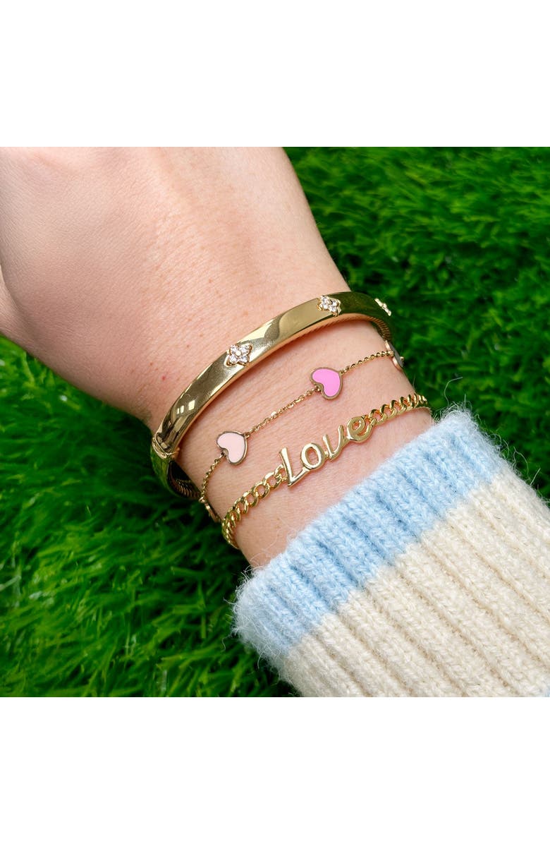 The Lovery Fine Jewelry Pink Mixed Heart Station Bracelet, Alternate, color, Pink Mixed