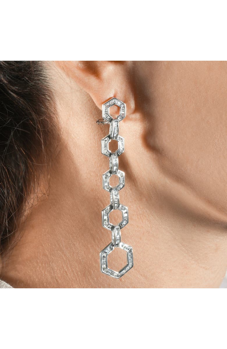 Bliss Diamond 3.80Ct TW 18k Gold 2 3/4" Dangle Hexagon Baguette Diamond Dangle Earrings, Alternate, color, 