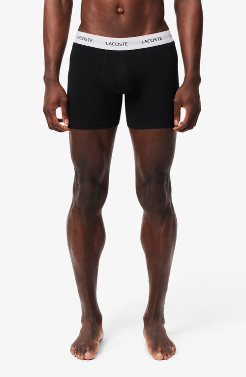 Lacoste Core Essentials Assorted 3-pack Stretch Cotton Boxer Briefs In Black