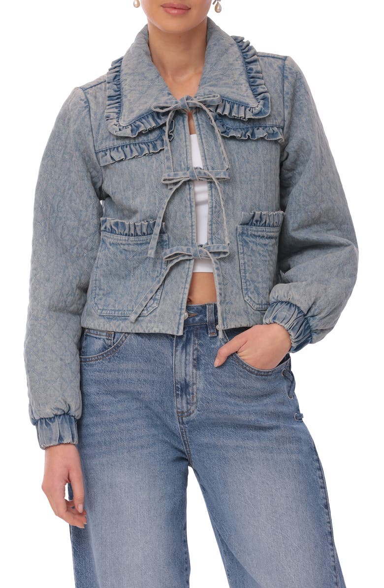 Avec Les Filles Quilted Cotton Tie Front Jacket, Main, color, 