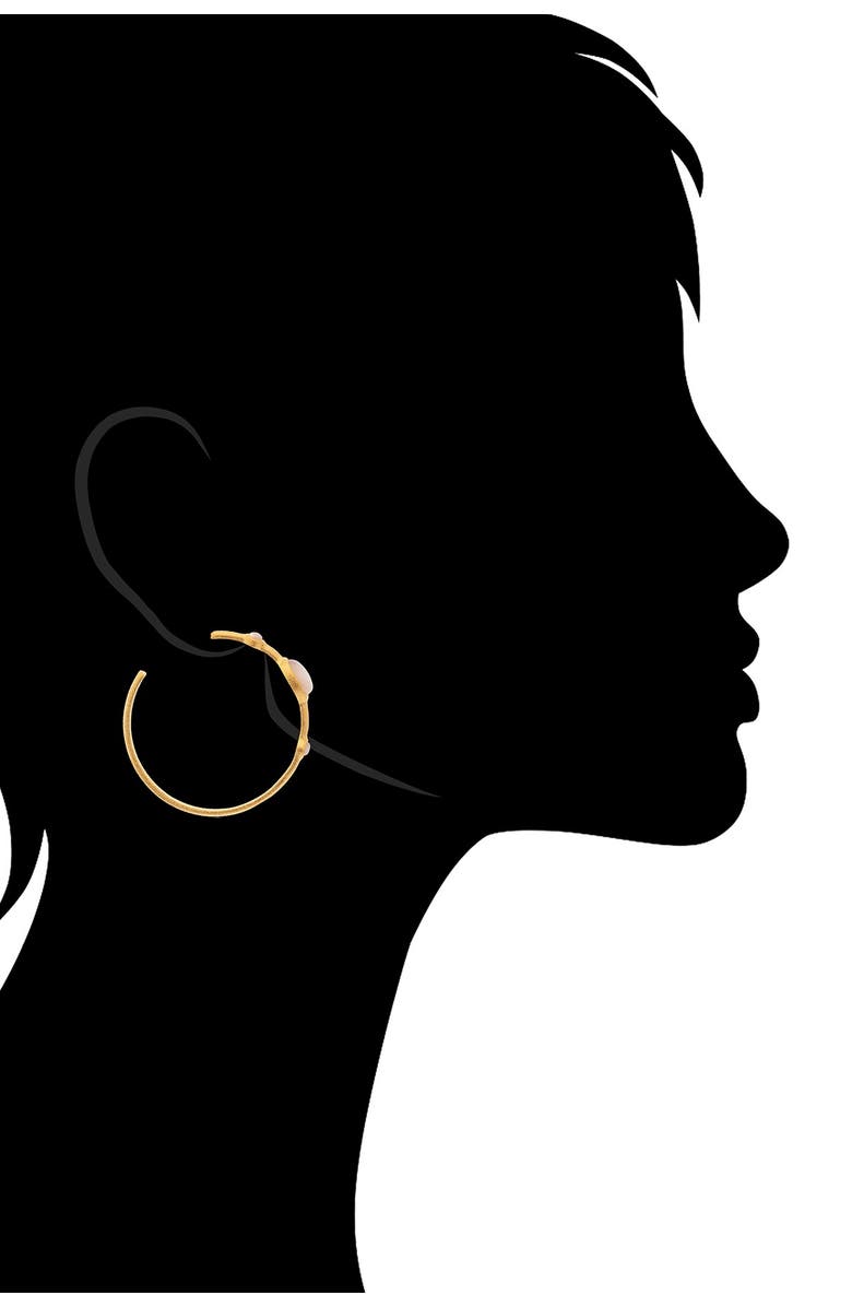 RIVKA FRIEDMAN 18K Gold Clad Triple Bezel Set White Cat's Eye Crystal 38mm Hoop Earrings, Alternate, color, 