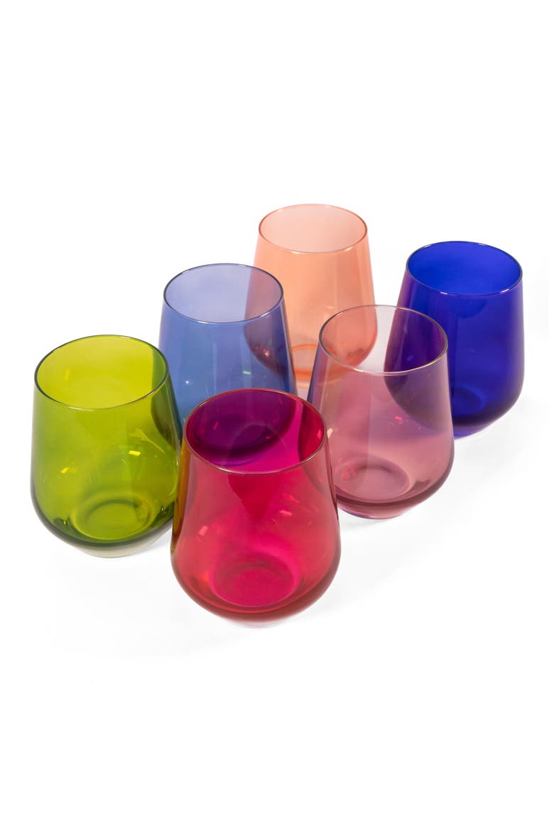 Set of 6 Stemless Wine Glasses, Main, color, MIXED