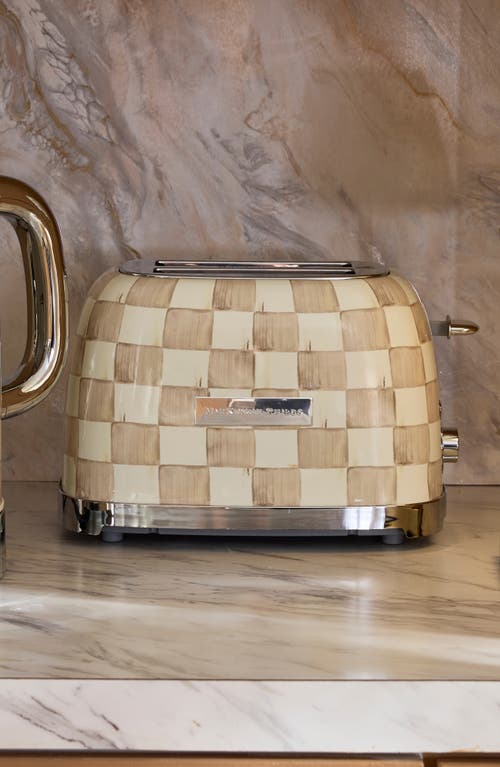 Mackenzie-childs Mackenzie Childs Mocha Check 2-slice Toaster In Brown