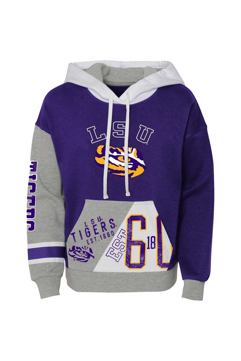 Girls Youth Purple LSU Tigers True Fan Soft Fleece Pullover Hoodie, Alternate, color, Purple