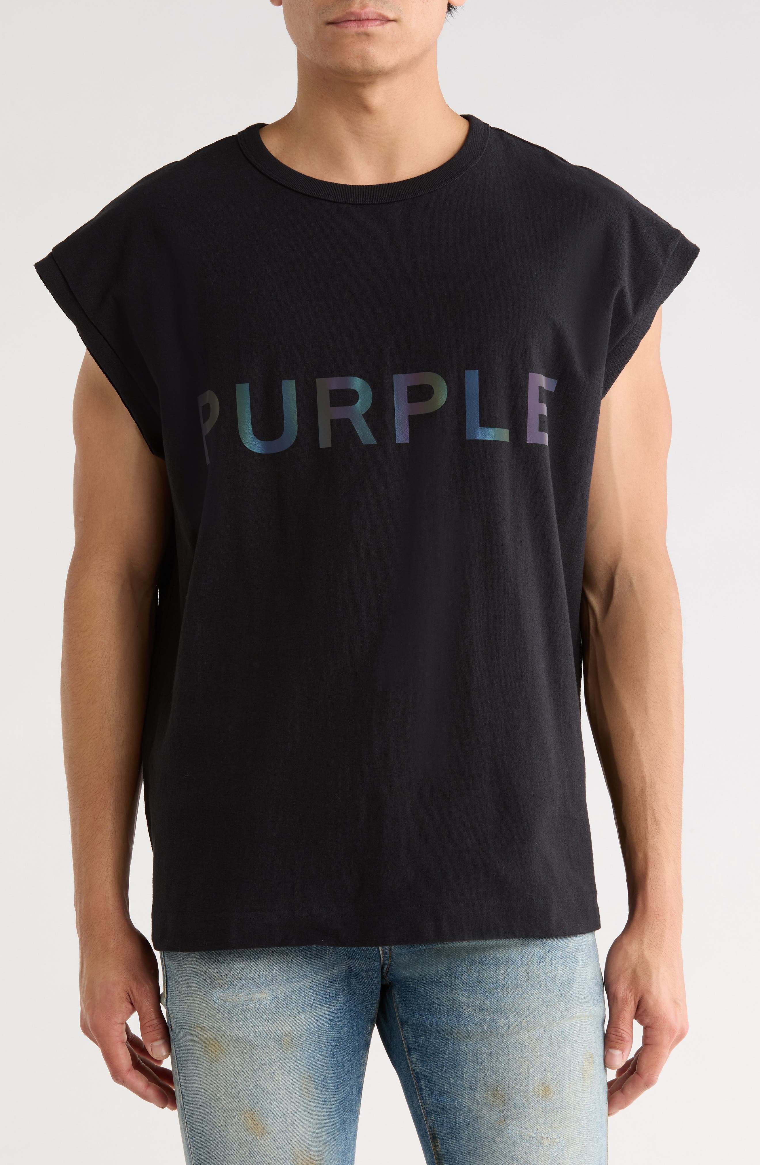 PURPLE BRAND Logo Textured Cotton Jersey Graphic Tank