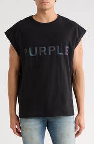 PURPLE BRAND Logo Textured Cotton Jersey Graphic Tank