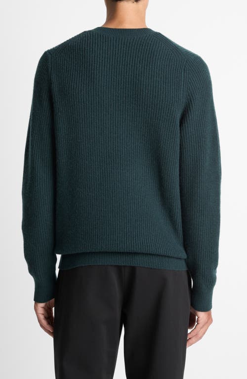 Vince Shaker Stitch Wool & Cashmere Crewneck Sweater In Green