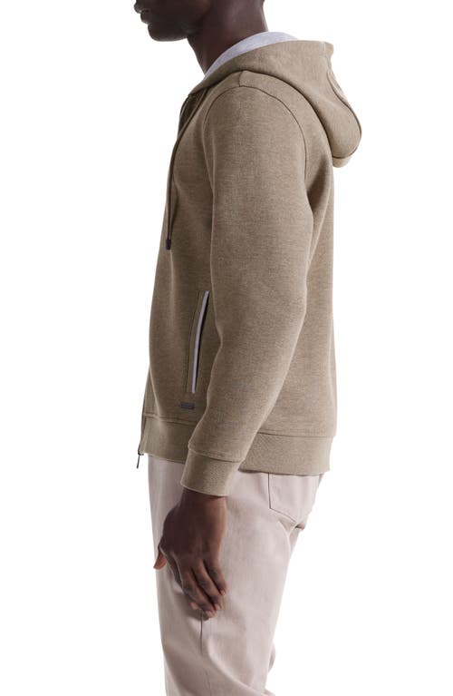 Bugatchi Piqué Zip-up Hoodie In Brown