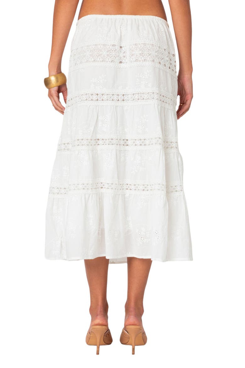 Eyelet Embroidery Cotton Midi Skirt, Alternate, color, WHITE