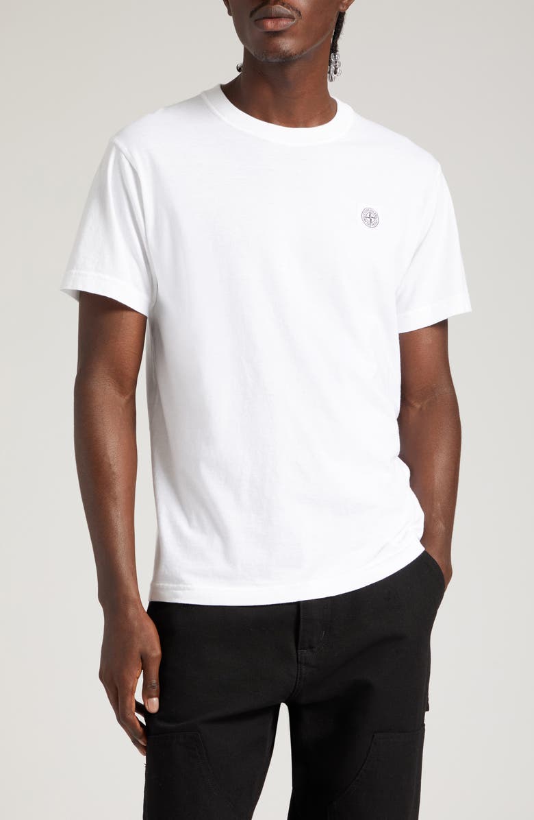 Stone Island Logo Patch Cotton T-Shirt, Main, color, White