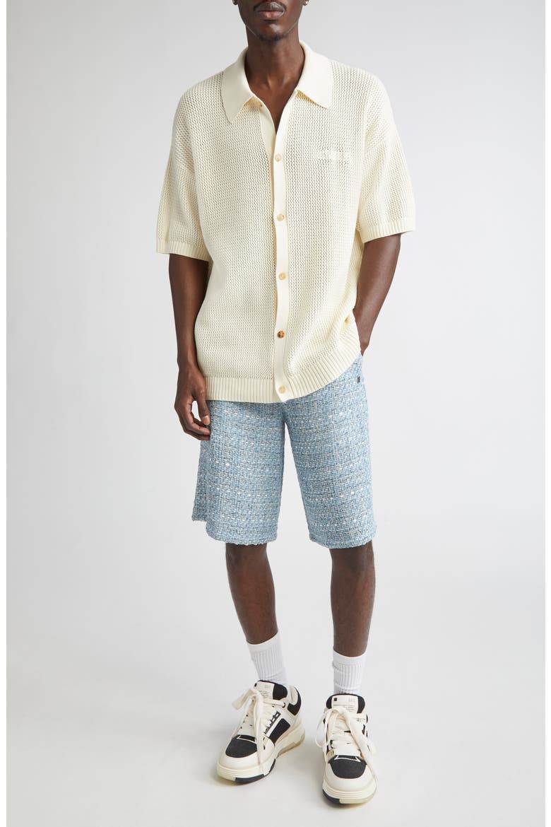 Open Stitch Button-Up Shirt, Alternate, color, IVORY