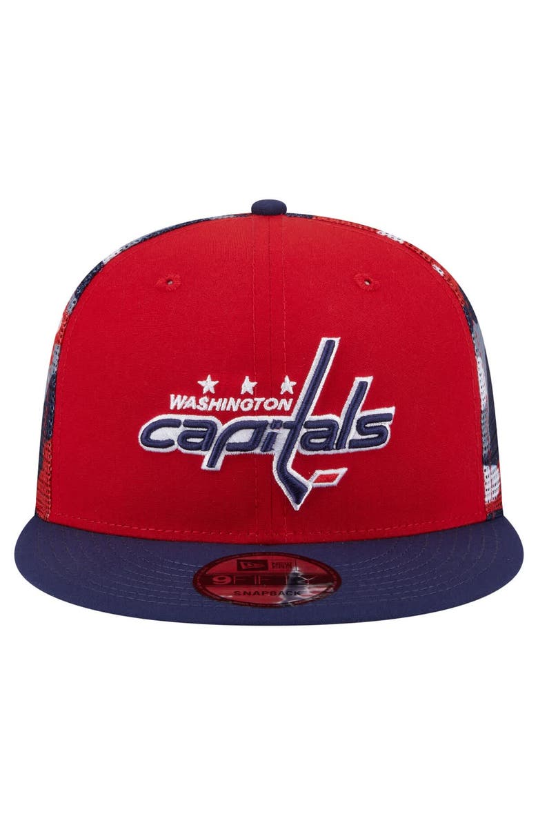 New Era Men's New Era Red/Navy Washington Capitals Camo Meshback 9FIFTY Snapback Hat, Alternate, color, Red