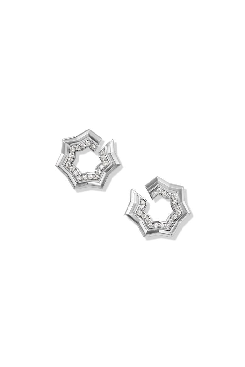 Zig Zag Stax Pavé Diamond Hoop Earrings, Main, color, STERLING SILVER