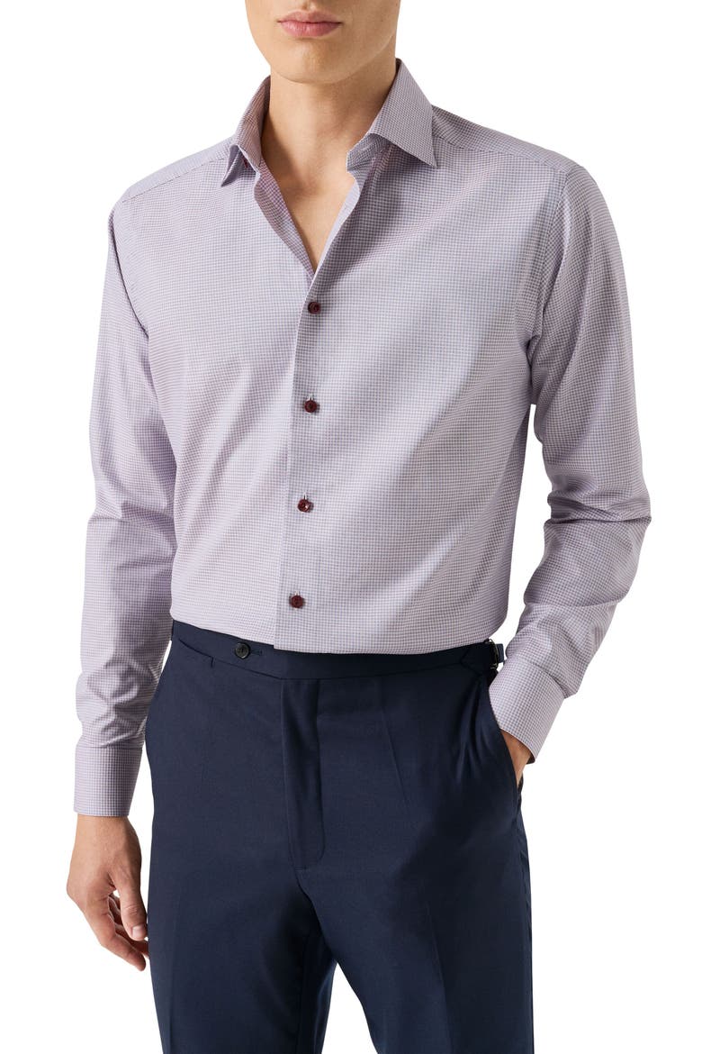 Contemporary Fit Check Twill Button-Up Shirt, Main, color, MEDIUM RED