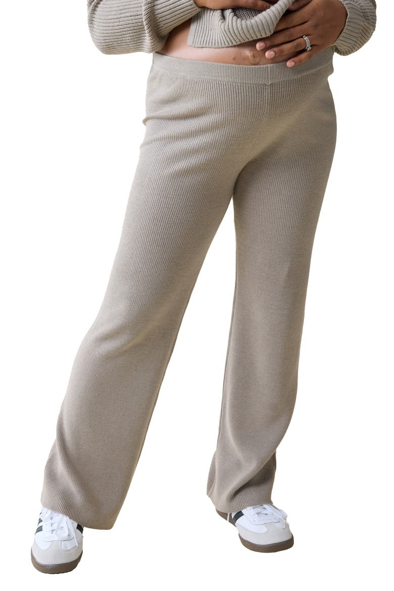 Easy Rib Over the Bump Maternity Sweater Pants, Main, color, TAUPE