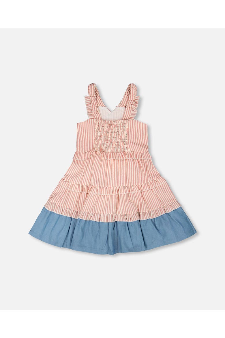 Poplin and Chambray Stripes Sleeveless Dress, Alternate, color, Off White & Pink Stripes