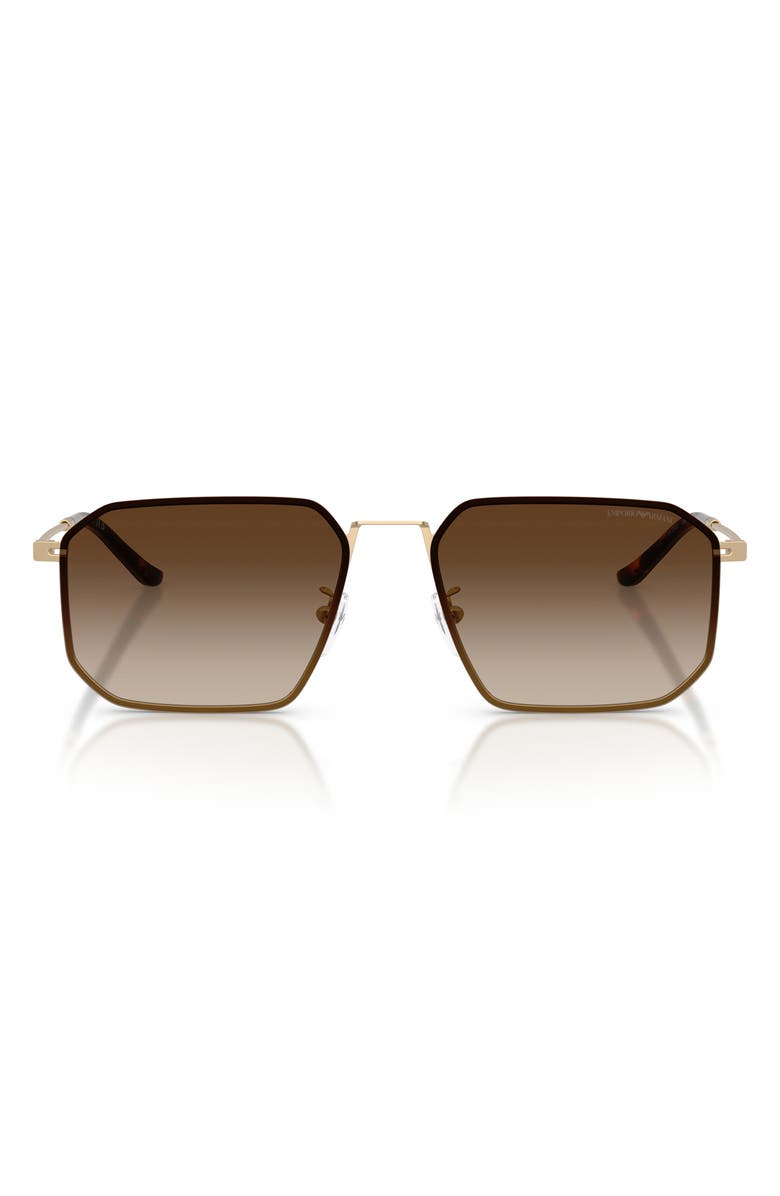 Emporio Armani 58mm Irregular Sunglasses, Main, color, Pale Gold / Gradient Brown