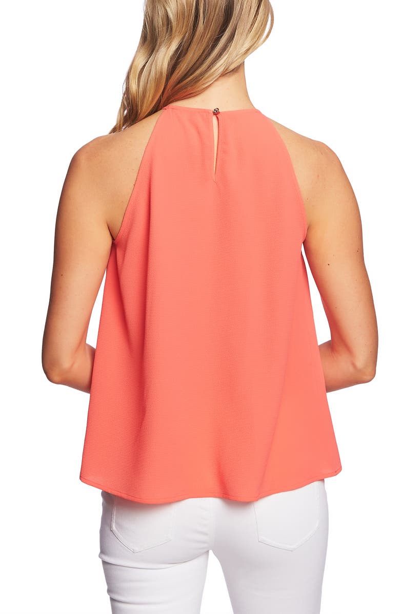 CeCe Pleat Halter Top, Alternate, color, Hot Lava