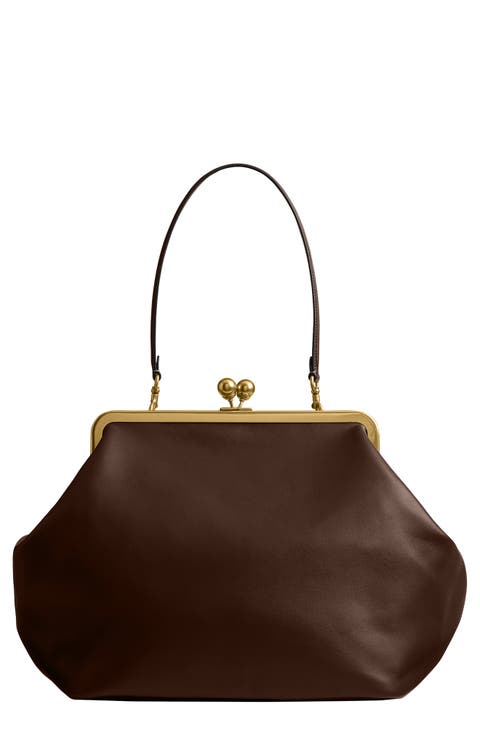 Large Kiss Glovetanned Leather Frame Clutch