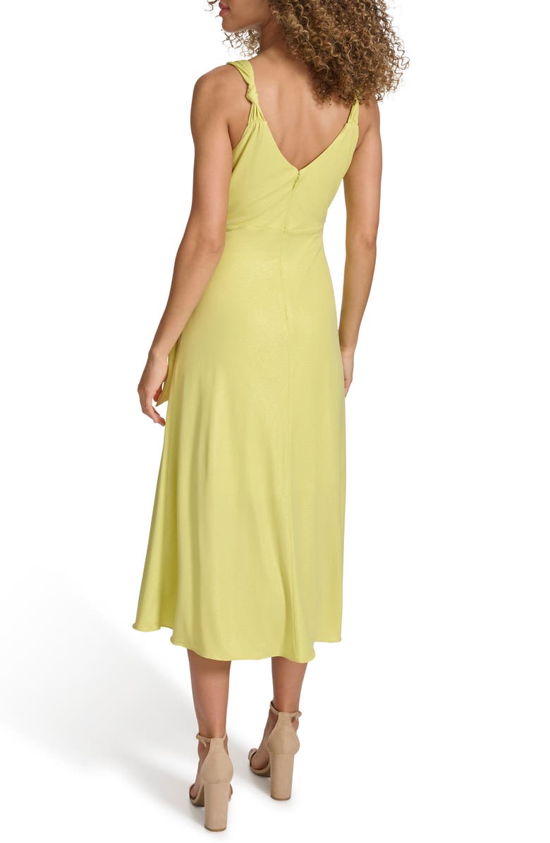 Siena Metallic Knit Wrap Dress, Alternate, color, Citron