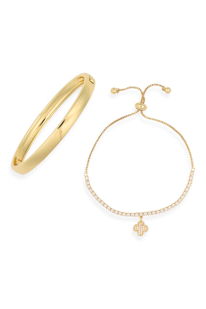 Clover 2-Piece Bracelet Set, Alternate, color, GOLD
