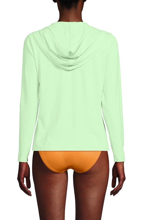 Lands' End Long Sleeve Hooded Full Zip Upf 50 Rash Guard In Icy Mint Green