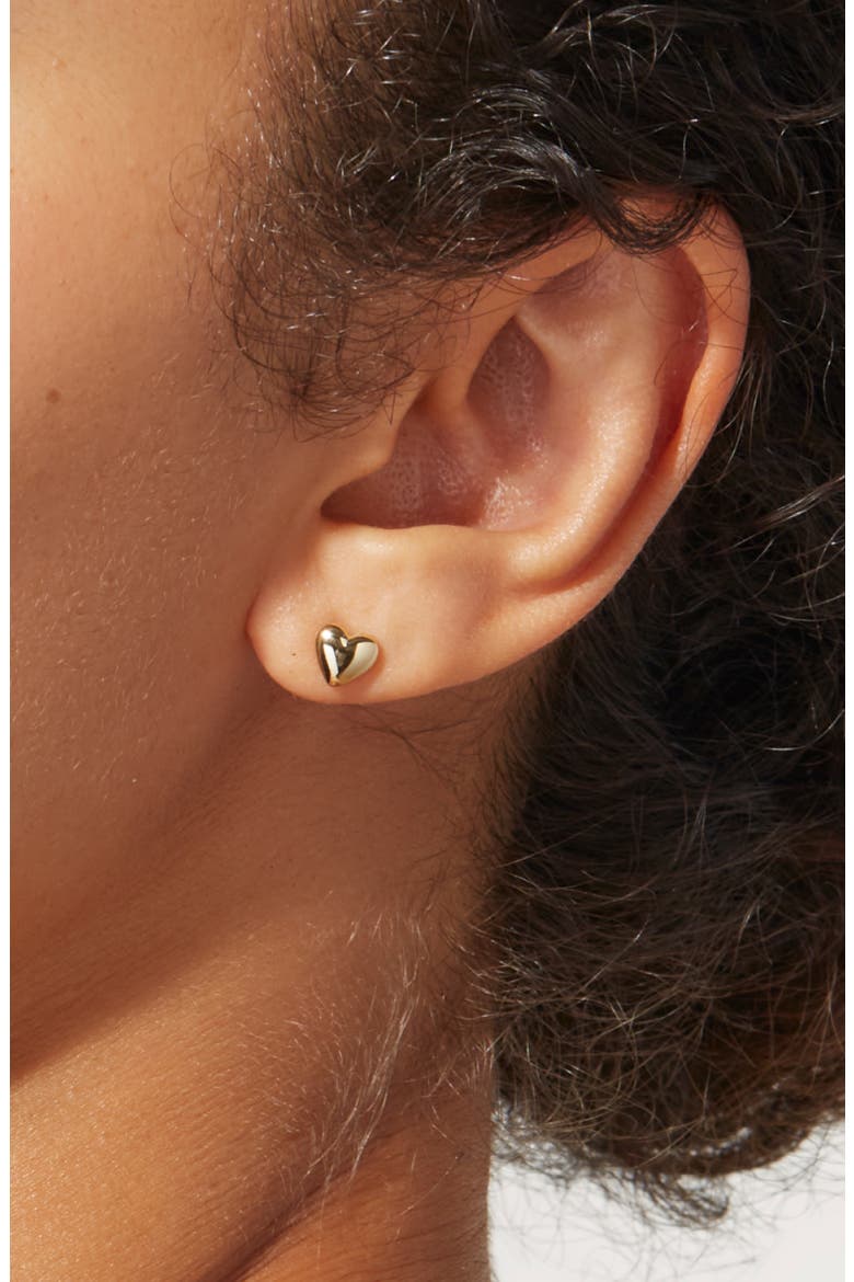 Heart Earrings - Lev Studs, Alternate, color, Gold