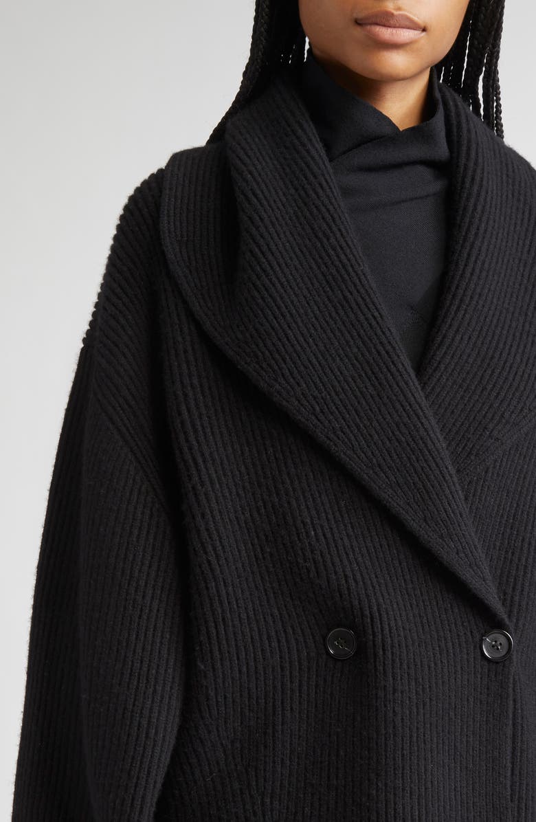 TOTEME Double Breasted Shawl Collar Wool Blend Rib Cardigan, Alternate, color,