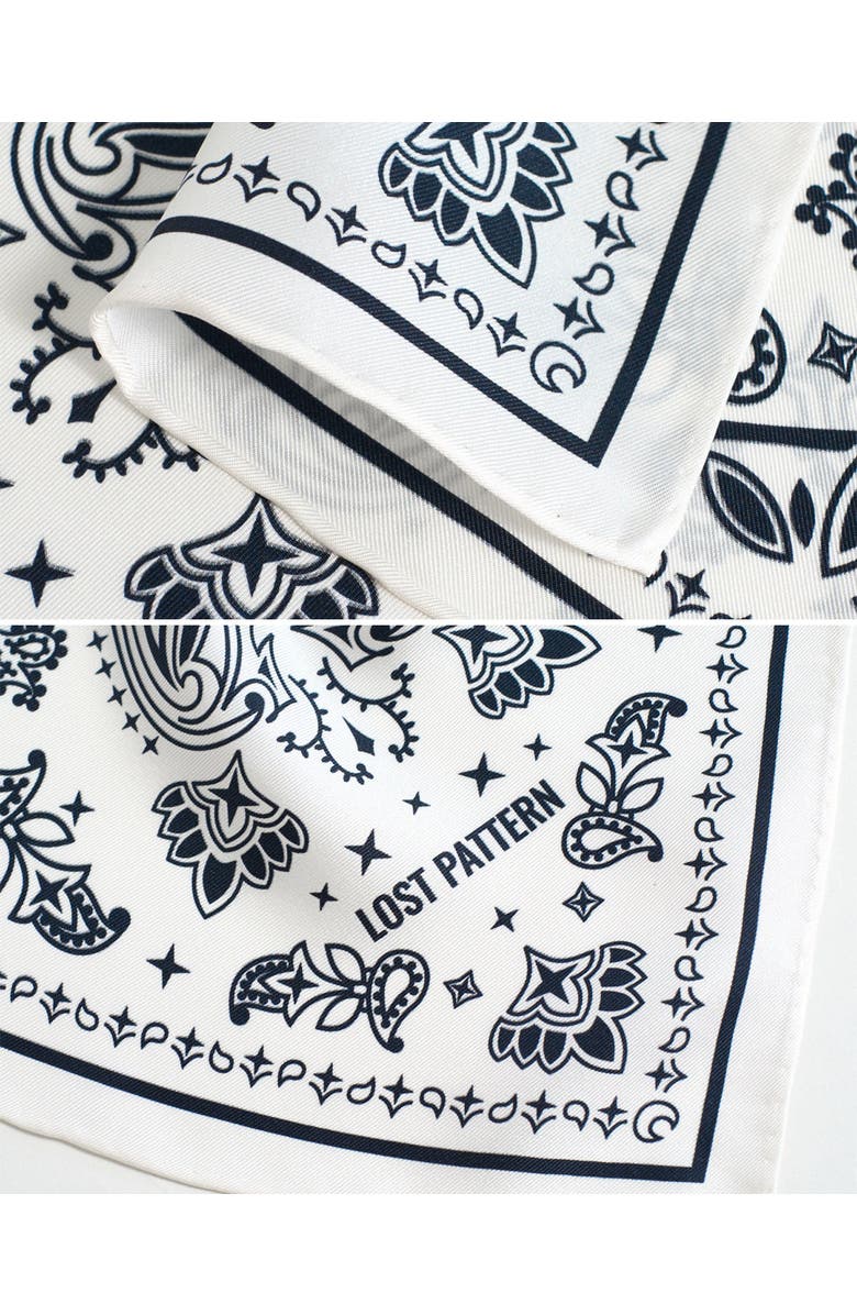 Lost Pattern "Paisley" Silk Bandana Scarf, Alternate, color, Moonlight White