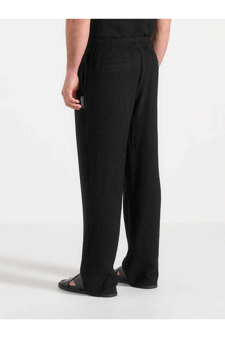 Addison Unisex Textured Relaxed Fit Trousers, Alternate, color, Black