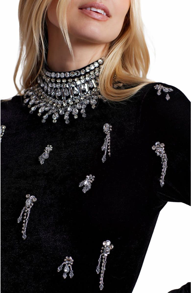 PatBO Hand-Beaded Velvet Bodysuit, Alternate, color, 