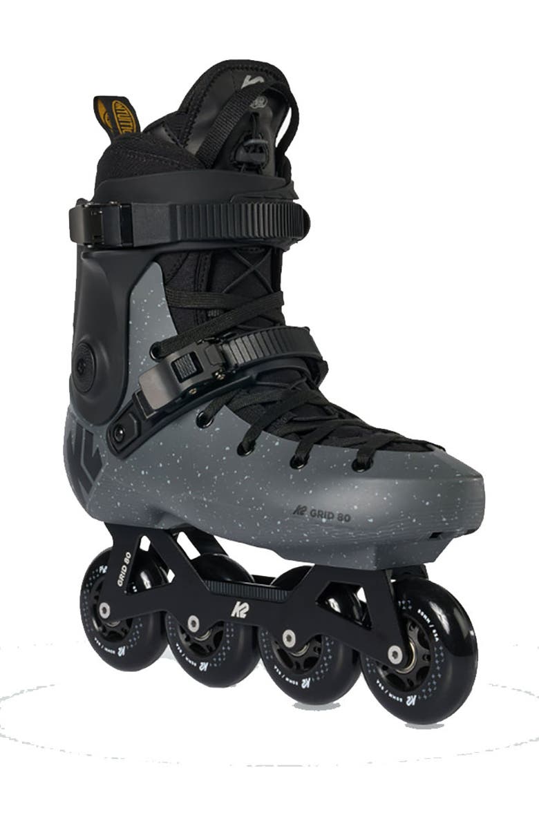 K2 Grid 80 Inline Skates for Men Women Adult, Unisex Street Fitness Roller Skate Blades, Main, color, Midnight Gray