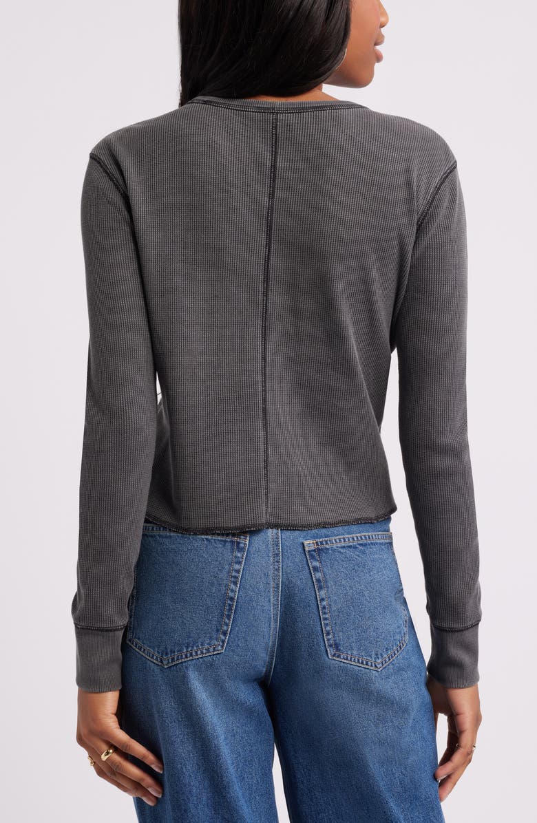 BP. Waffle Knit Long Sleeve Crop Top, Alternate, color, 