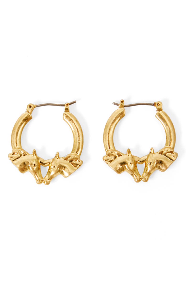 Clare V. Le Cheval Hoop Earrings, Main, color, Vintage Gold