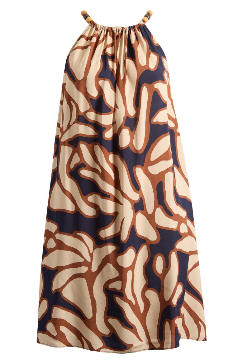 Beaded Halter Dress, Alternate, color, CAMEL BEIGE