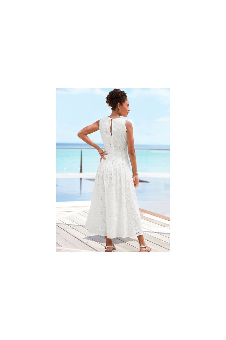 Sleeveless Eyelet Maxi Dress, Alternate, color, White