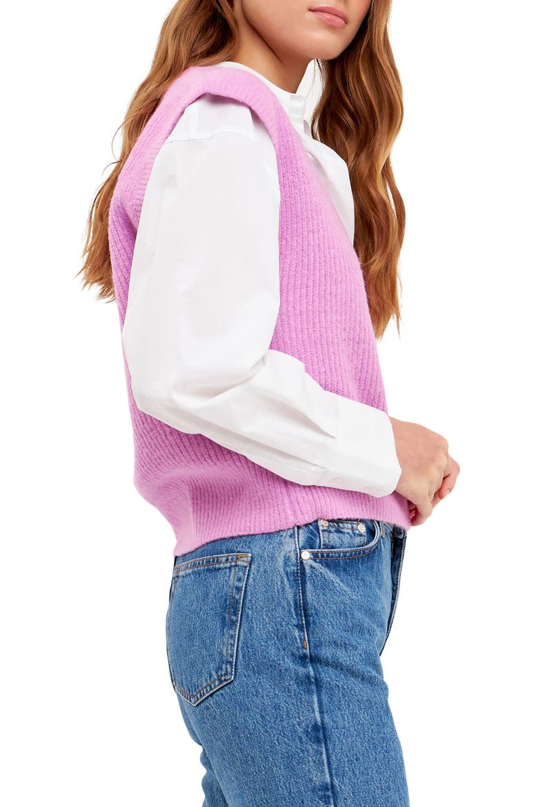 Rib Sweater Vest, Alternate, color, ORCHID