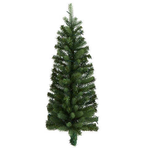 3-ft Flat Back Wall Hanging Artificial Christmas Tree with 35 Clear LED Lights